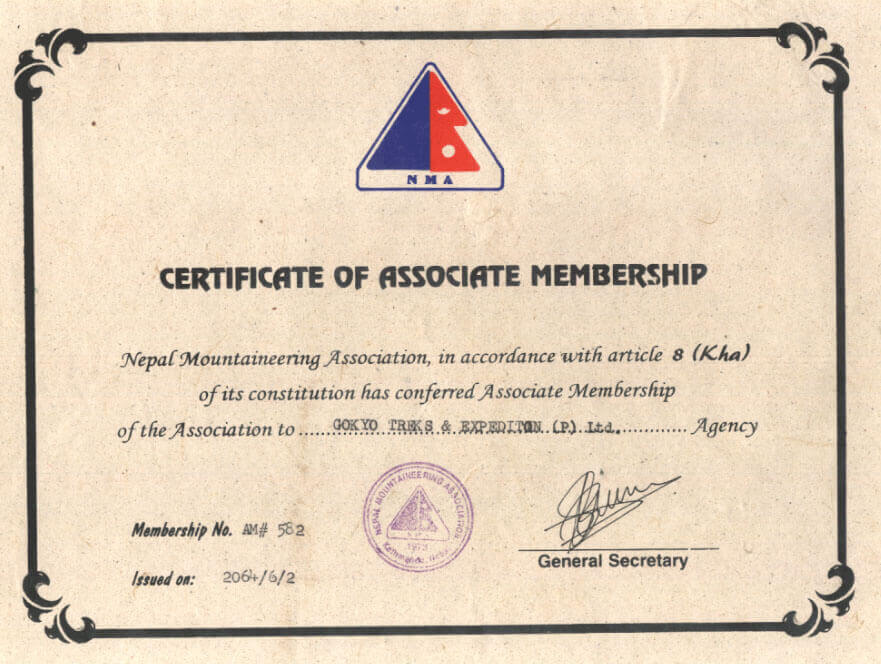 Peak climbing Licence from Nepal Mountaineering Association