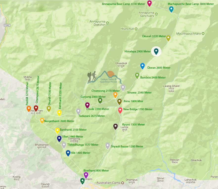 Annapurna base camp trek map