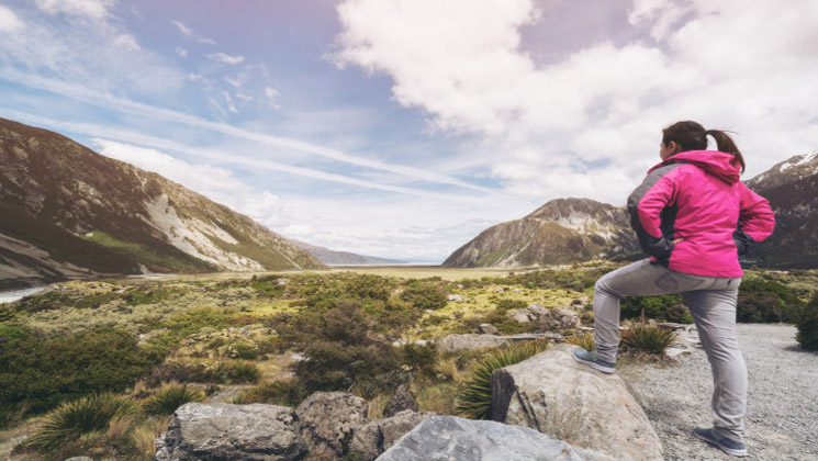 woman traveler traveling wilderness landscape