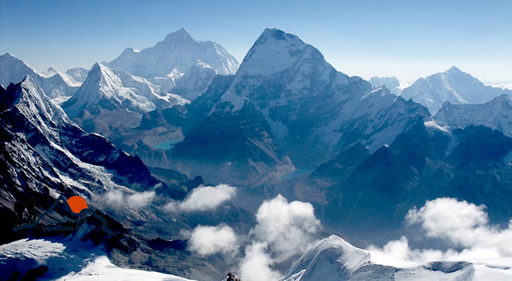 Mera peak summit view over the clouds