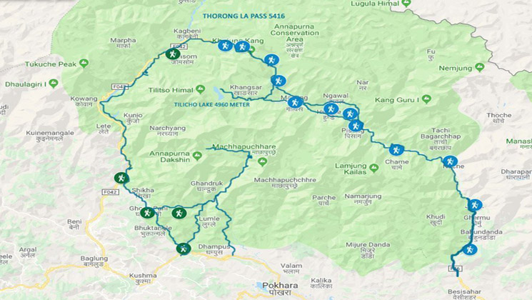 Annapurna circuit trek map