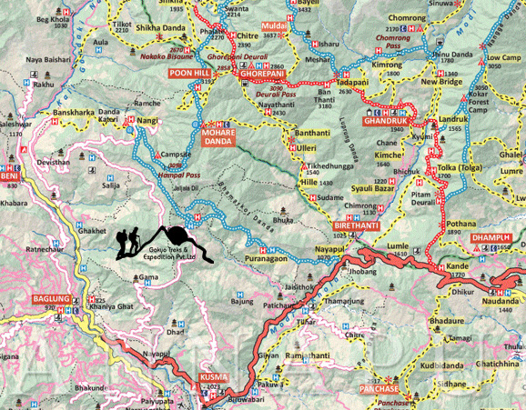 Mohare danda trek map