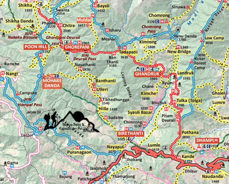 Poon Hill Trek Map Poon hill trek map