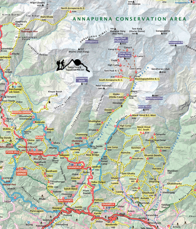 Annapurna Base Camp Trek Route Map Annapurna base camp trek map