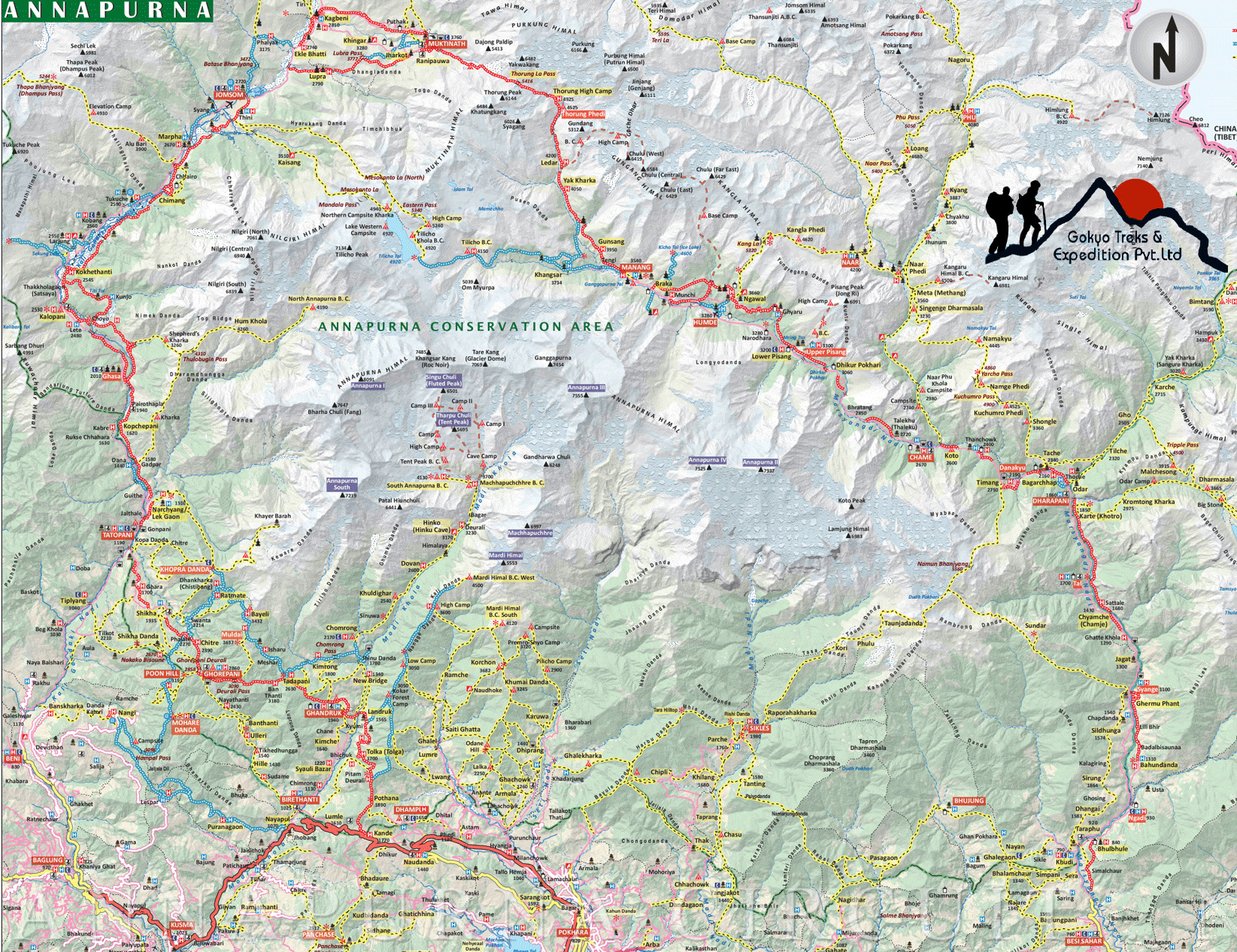 Annapurna circuit trek map
